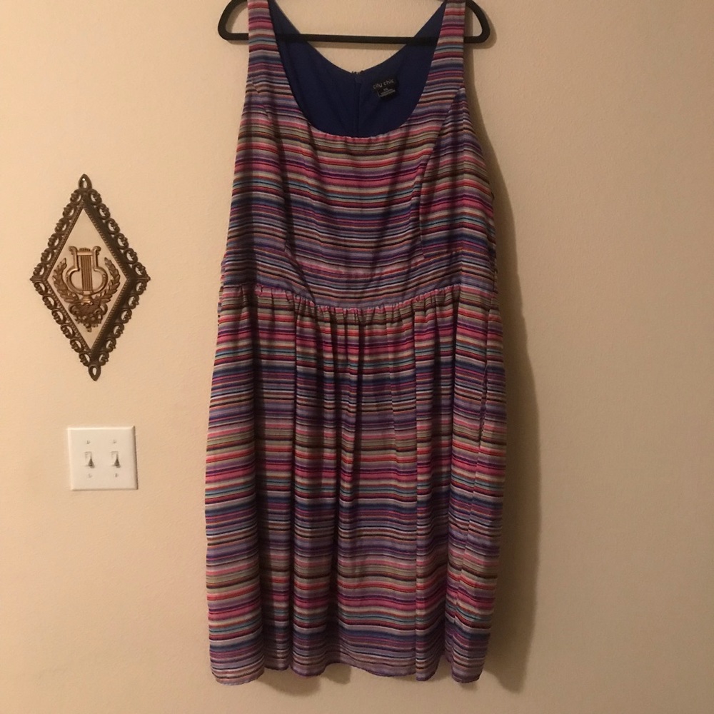City Chic Rainbow Stripe Dress 3/4X